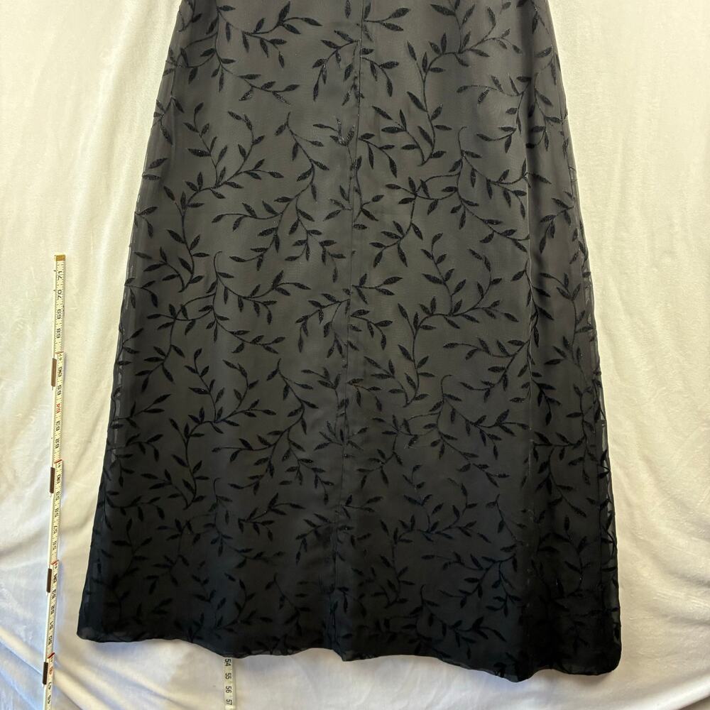 Vtg B2 Sleeveless Maxi Gown Dress Women's XS Black Satin Square Formal Y2K Vines - Picture 10 of 15